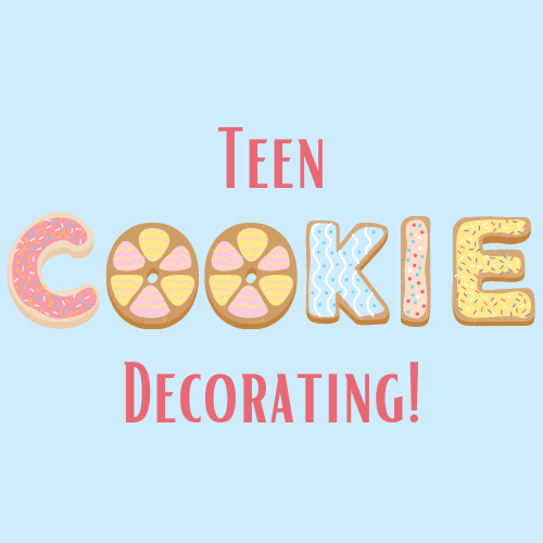 An image of the word cookie spelled out in cookies and the text teen decorating